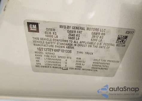 2017 GMC Sierra 2500Hd Slt из США, поврежденный, VIN 1GT12TEY4HF181336